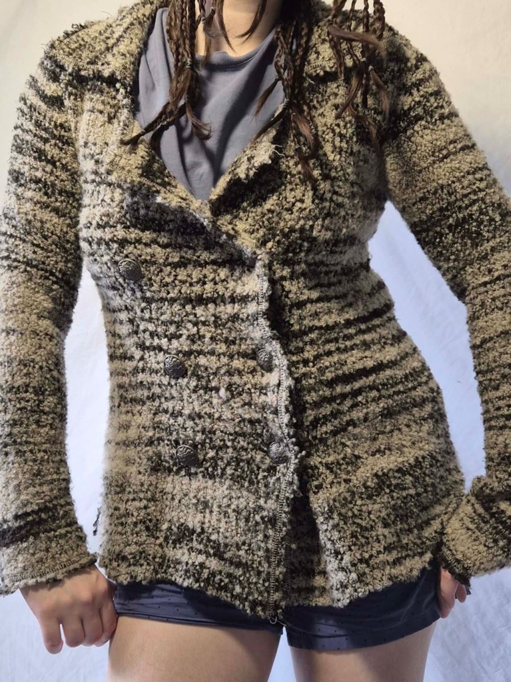 Free People Chic Cozy New England Posh Wool Blend Chunky Frilly Wench Sweater XS - Picture 1 of 10